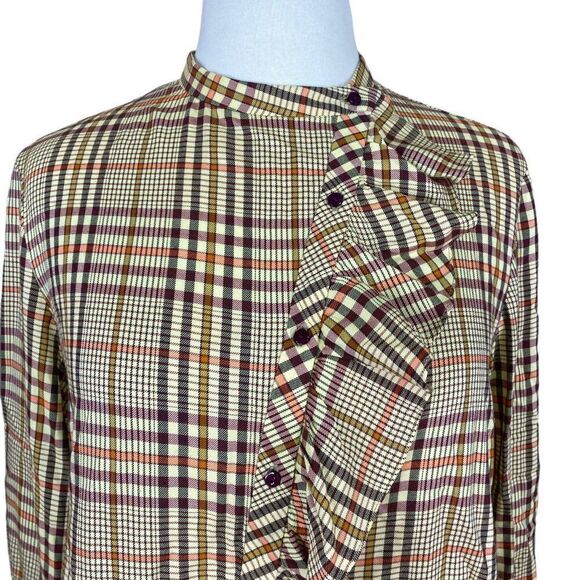 Zara Woman Button Up Ruffle Blouse Size Small - Picture 3 of 6